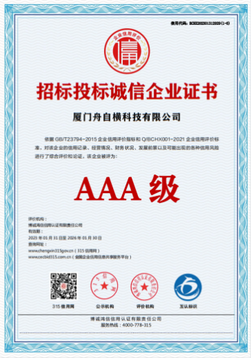 招标投标诚信企业证书